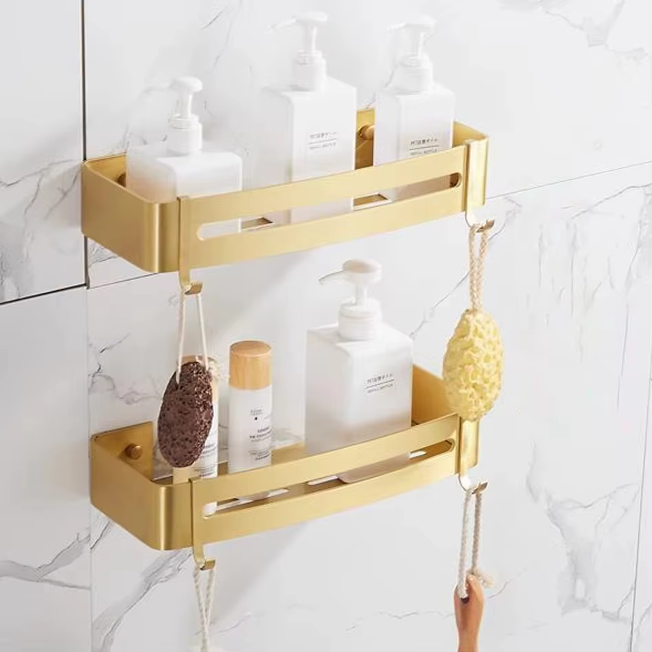 Étagère d'angle murale pour salle de bain
