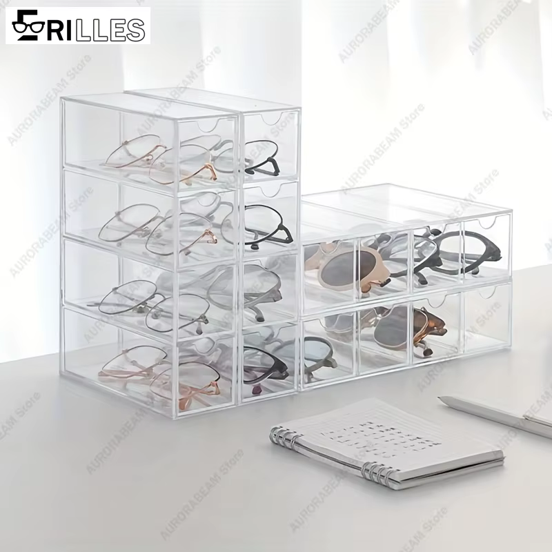 Boîte de présentation de lunettes en acrylique transparent