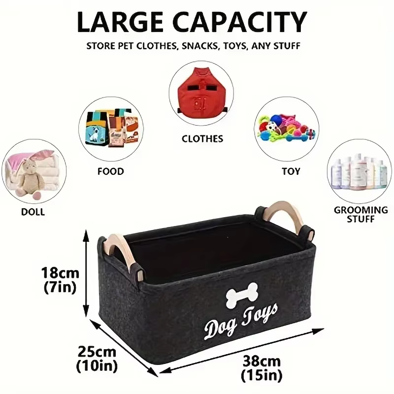 Boîte à jouets en feutre pour animaux de compagnie