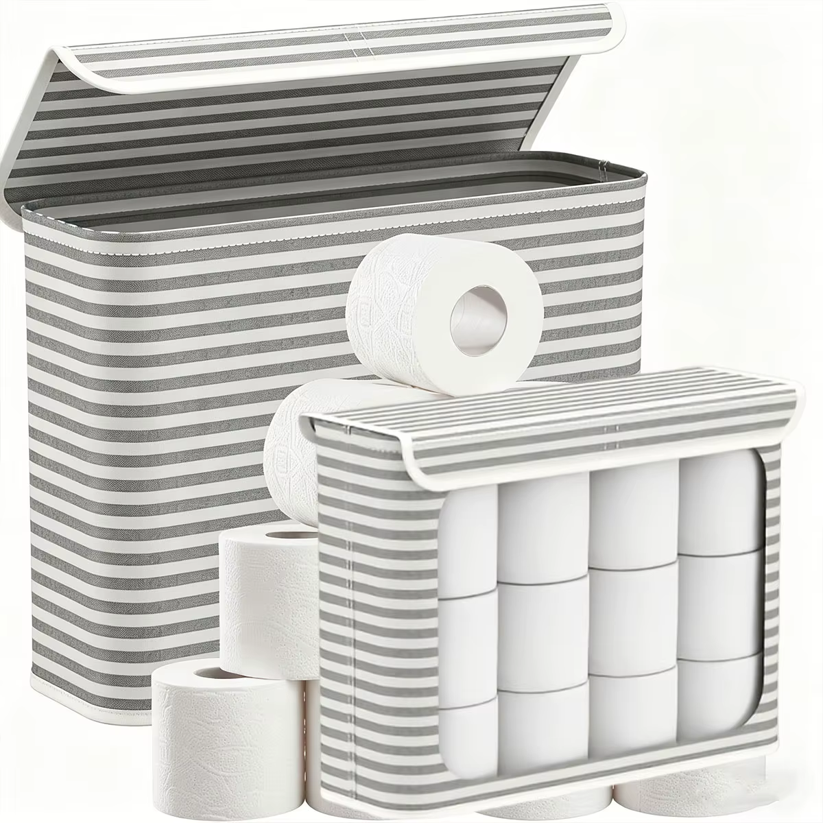 1PC 2L Support de rangement pour papier toilette gris – Peut contenir 9 à 12 rouleaux