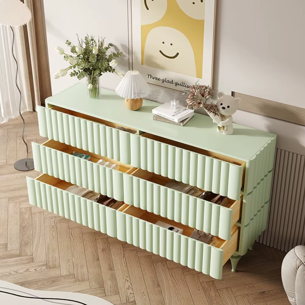 Vitrine sur pied vert crème pour filles