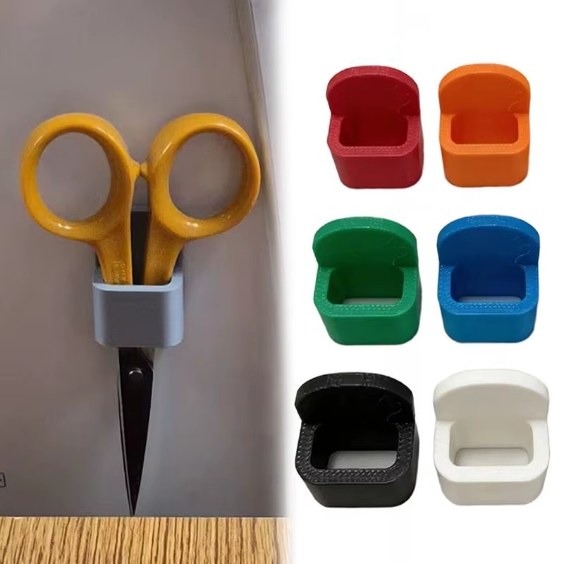 Boîte de rangement pour ciseaux de couture avec adhésif