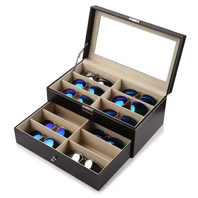 Boîte de rangement de lunettes en cuir PU