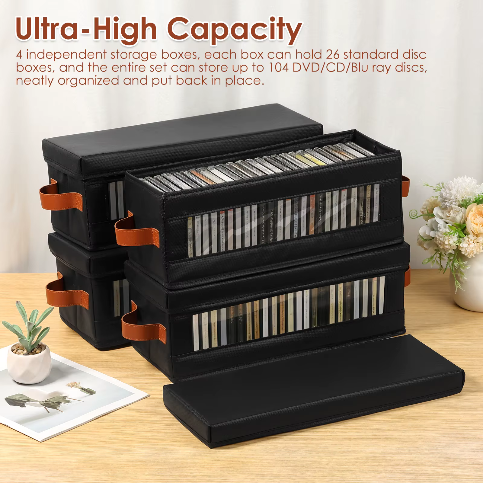 Paquet de 4 boîtes de rangement pour DVD avec fenêtre visible