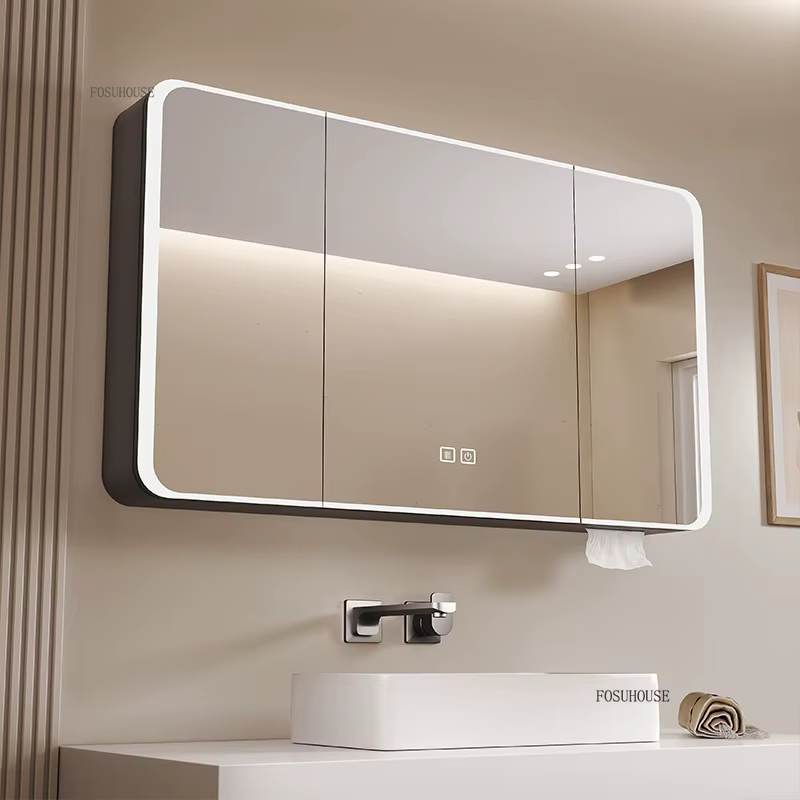 Armoire à miroir de salle de bains intelligente en forme d'arc