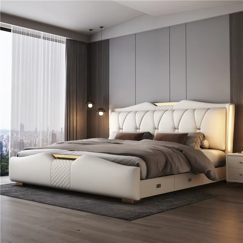 Lit double de luxe 200x220cm avec tête de lit