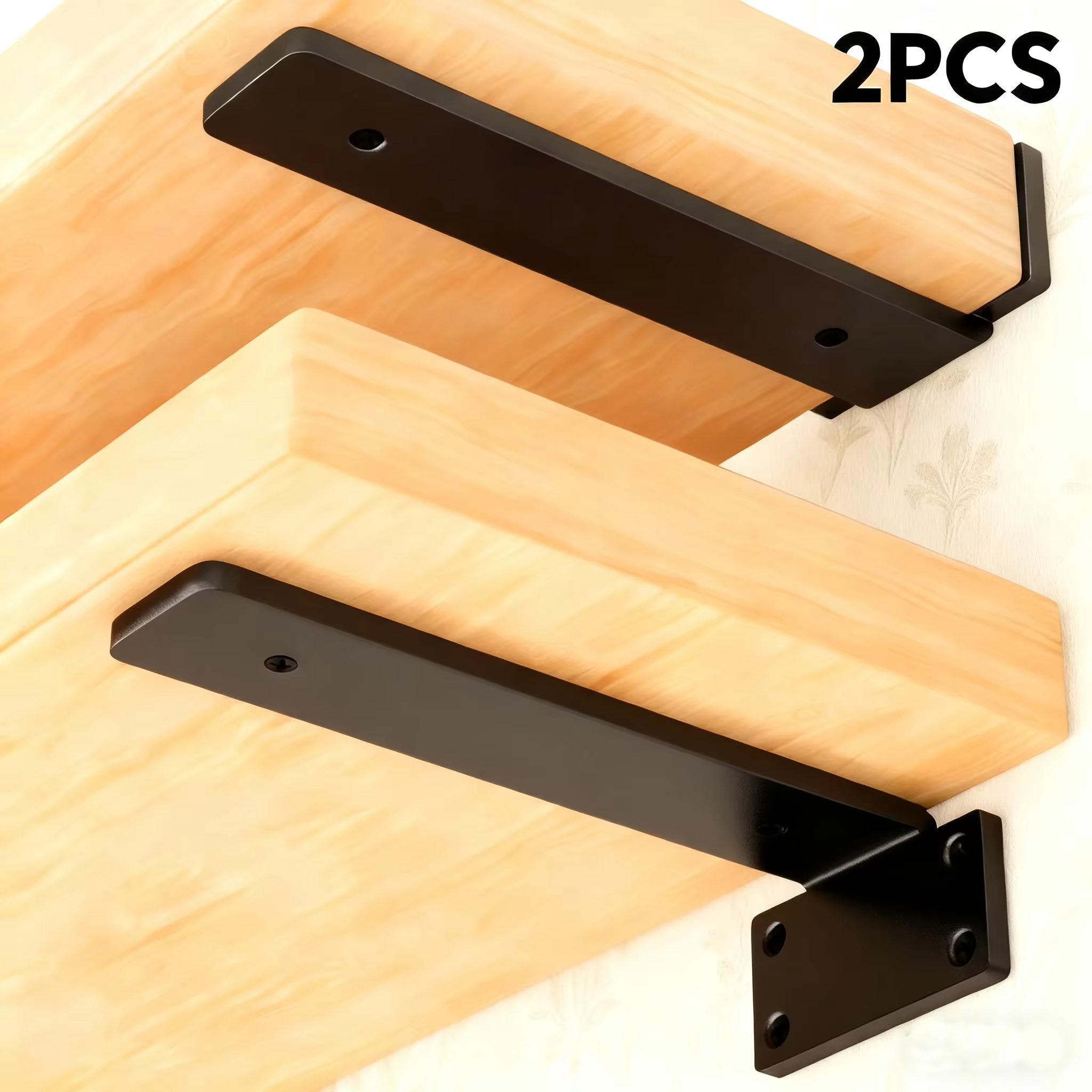 Étagère flottante robuste 2 pièces supports accessoires métal noir enduit Support d'étagère murale montage mural