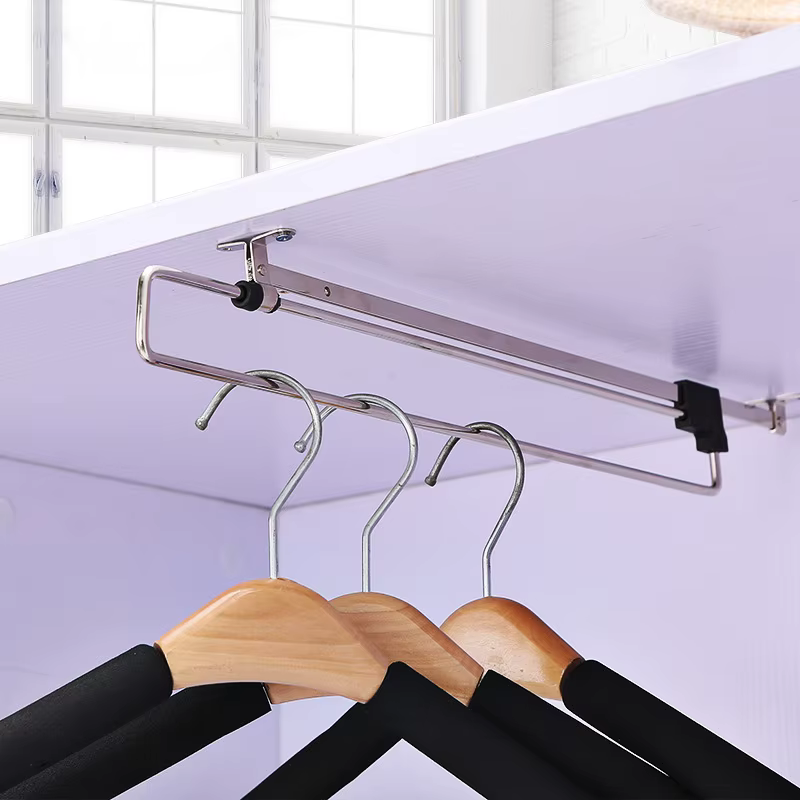 Armoire rétractable garde-robe Rail cintre porte-serviettes porte-manteau tige gain de place pantalon cravate étagère de rangement placard organisateur