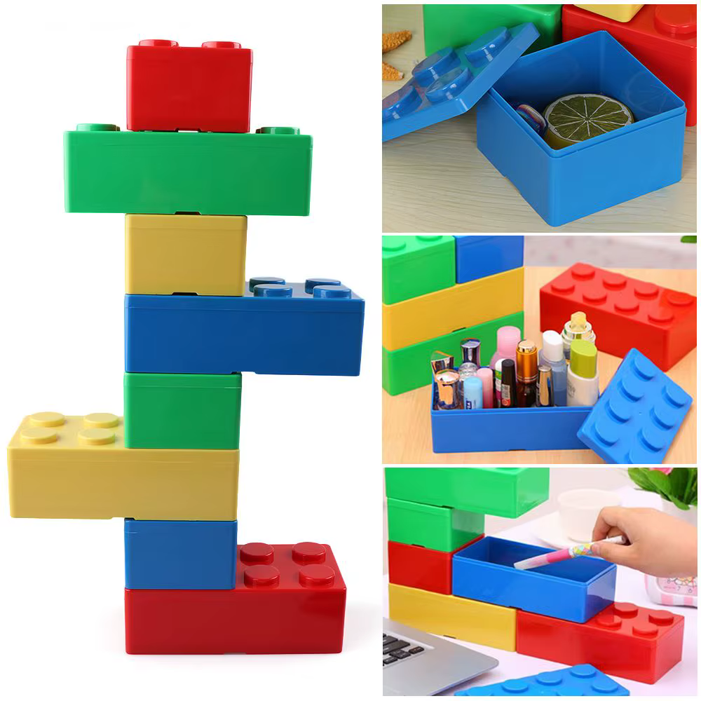 Boîte de rangement en plastique en forme de blocs de construction créatifs