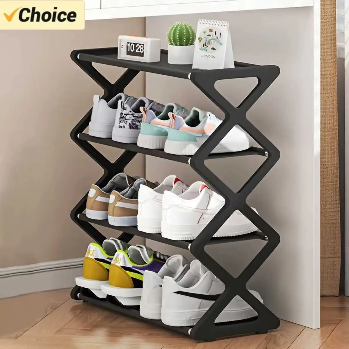 Étagère à chaussures en X à 4 niveaux