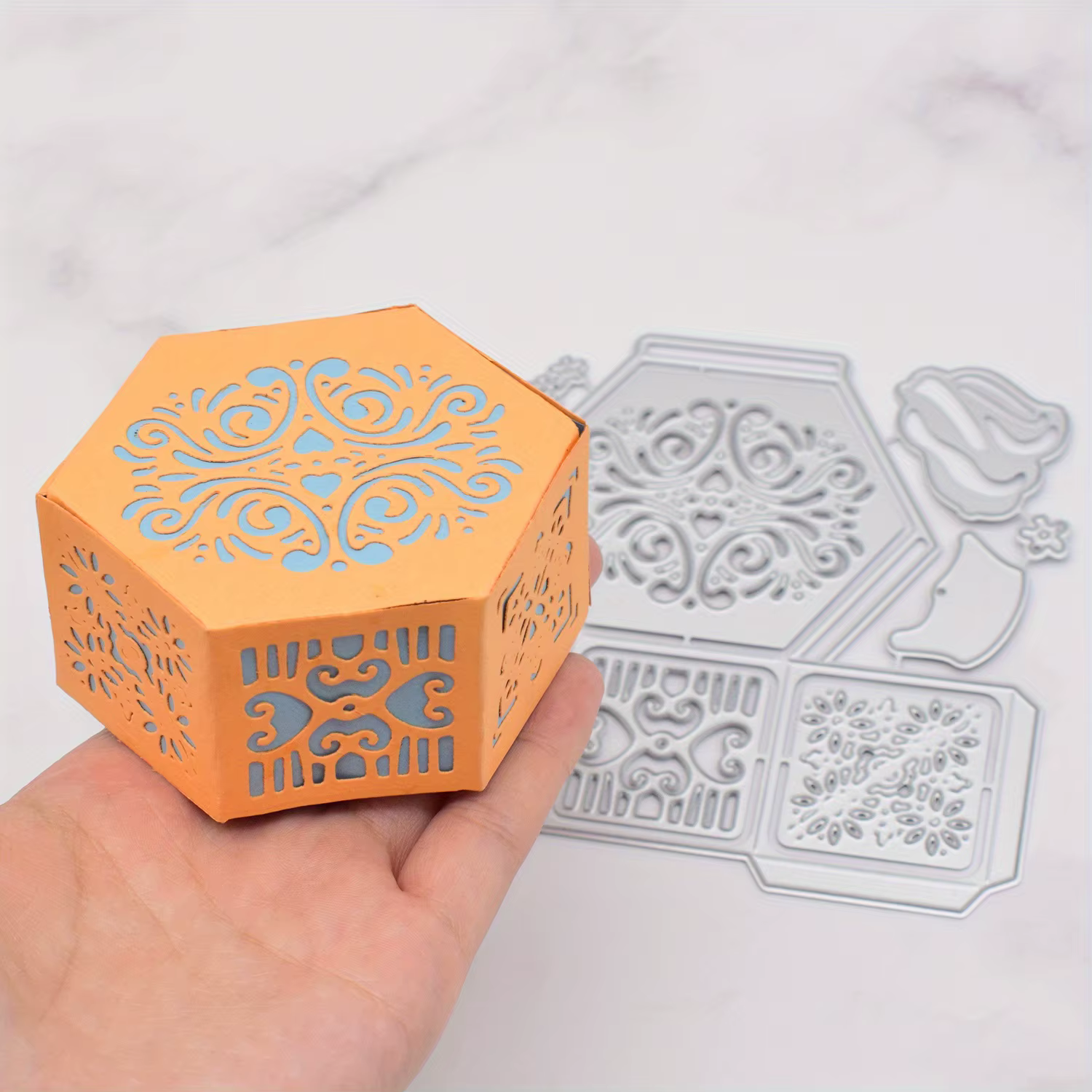 Boîte de rangement polygonale artisanale en papier faite à la main